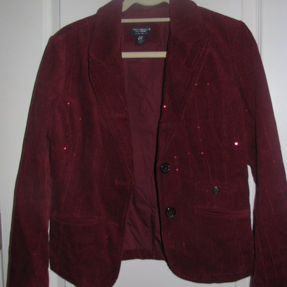 AMERICAN EAGLE Burgandy Sequined Blazer Sz M - Picture 1 of 4